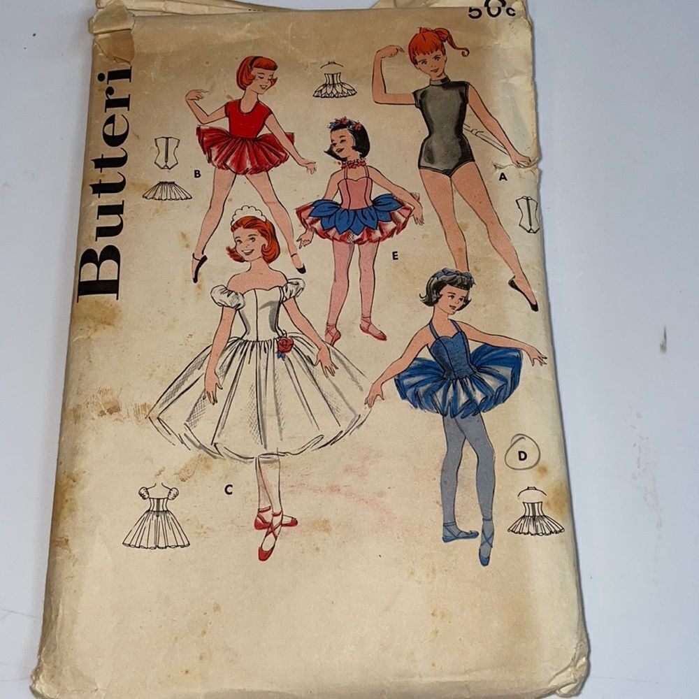 Vtg 60s Butterick uncut girls set of dance costumes sewing pattern